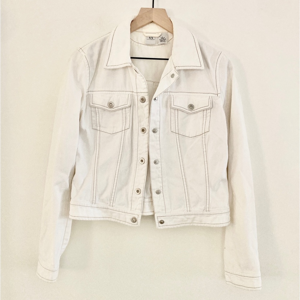 Armani Exchange White Jean Jacket